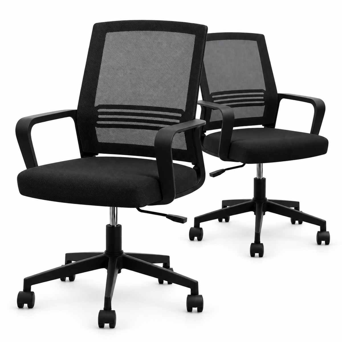 Artiss 2x Ergonomic Office Chair Mesh Mid Back Home Office Desk Chairs with Lumbar Support Grey