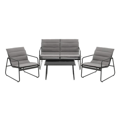 Gardeon 4PCS Outdoor Sofa Set Table and Chairs Cushion textilene Patio Furniture