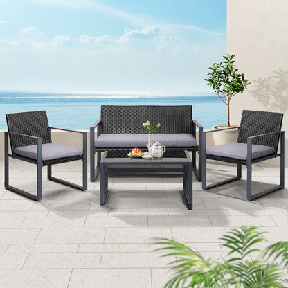 Gardeon 4pcs Outdoor Lounge Setting Sofa Set Garden Patio Table Chairs