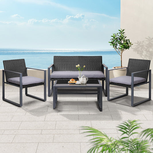 Gardeon 4pcs Outdoor Lounge Setting Sofa Set Garden Patio Table Chairs
