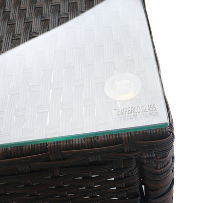 Gardeon 3PC Outdoor Bistro Set Patio Furniture Wicker Setting Chairs Table Cushion Brown