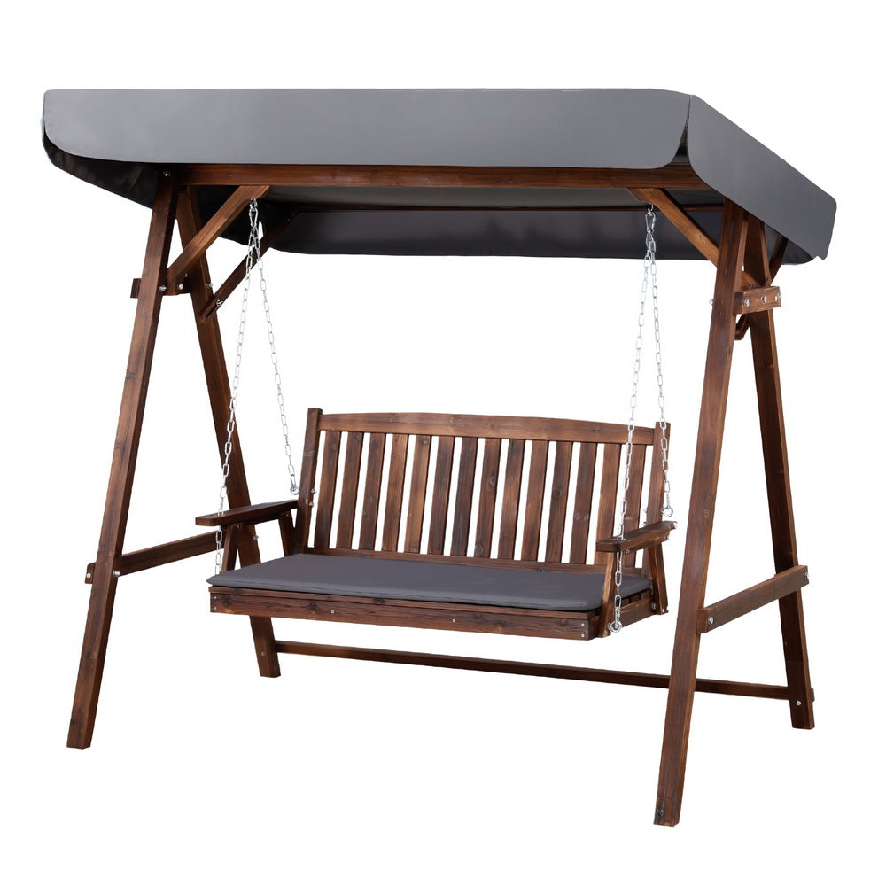 Gardeon Wooden Swing Chair Garden Bench Canopy 3 Seater Outdoor Furniture