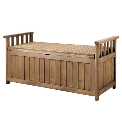 Gardeon Outdoor Storage Bench Box Wooden Garden Toy Tool Sheds Patio Furniture Brown