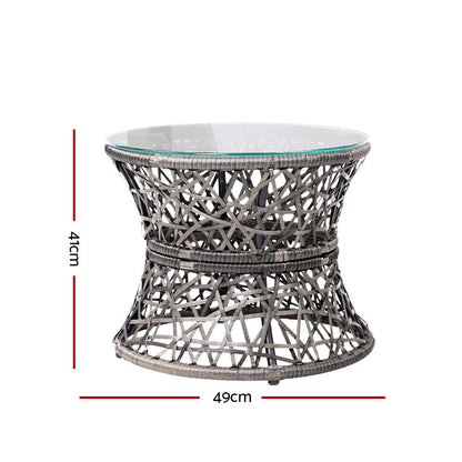 Gardeon Outdoor Lounge Setting Papasan Chair Wicker Table Garden Furniture Grey