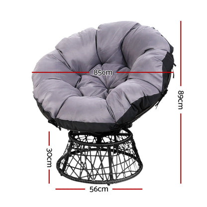 Gardeon Outdoor Lounge Setting Furniture Wicker Papasan Chairs Table Patio Black
