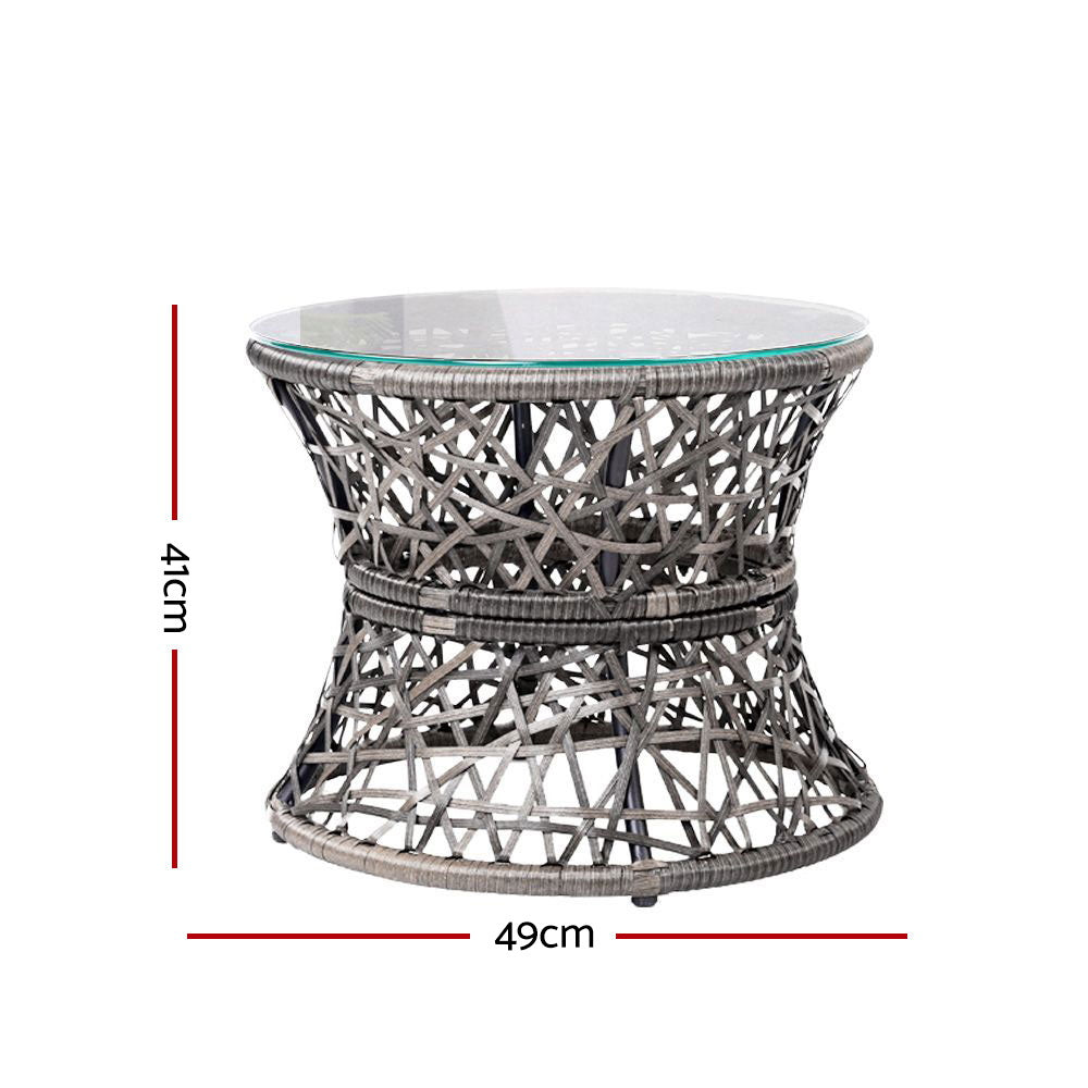 Gardeon Outdoor Lounge Setting Papasan Chairs Table Patio Furniture Wicker Grey