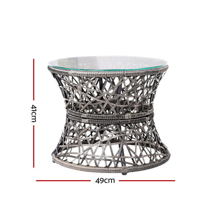 Gardeon Outdoor Lounge Setting Papasan Chairs Table Patio Furniture Wicker Grey