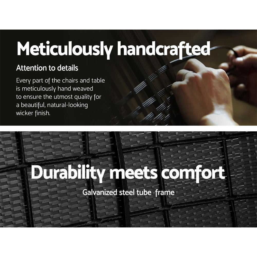 Gardeon 4-piece Outdoor Lounge Setting Wicker - Black