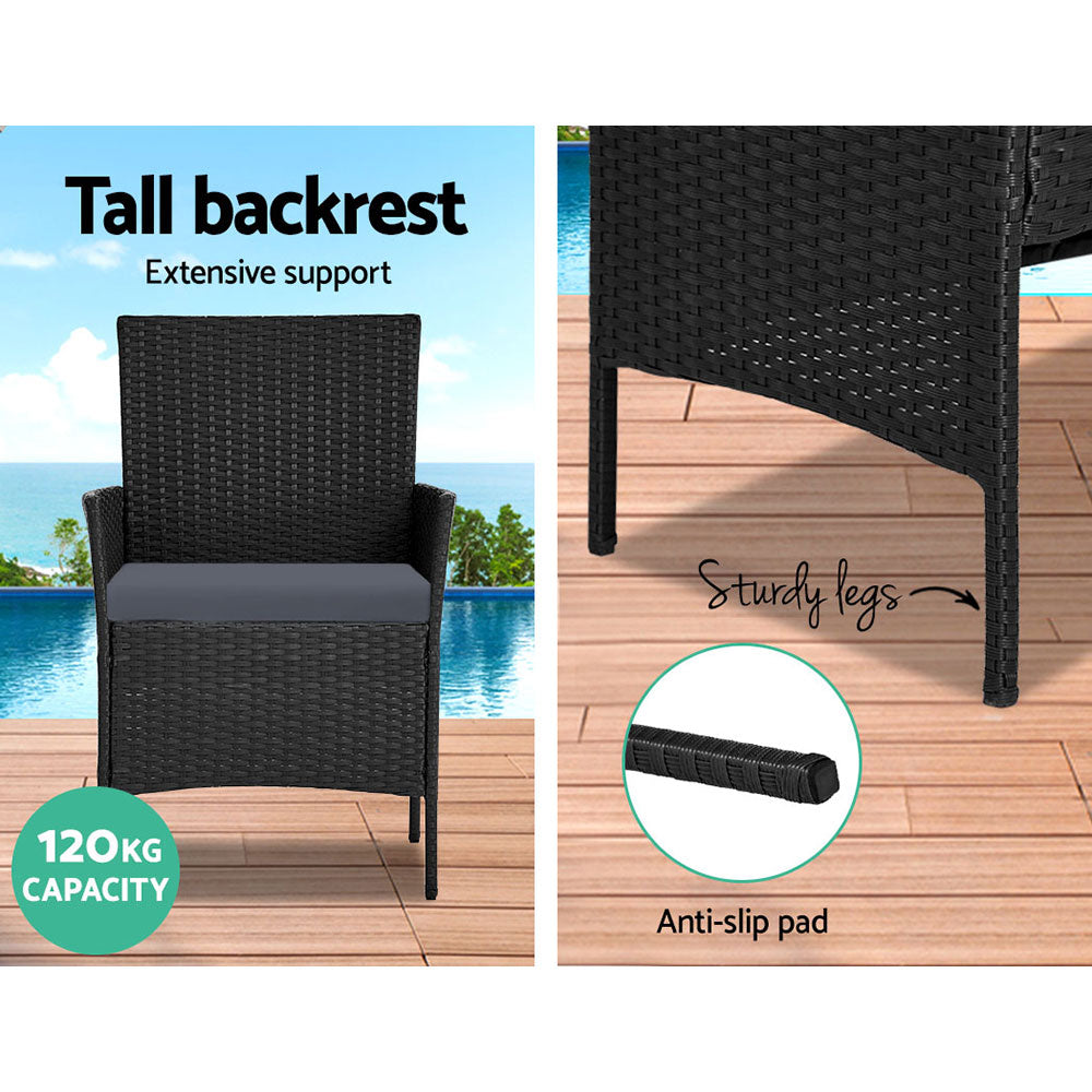 Gardeon 4-piece Outdoor Lounge Setting Wicker - Black