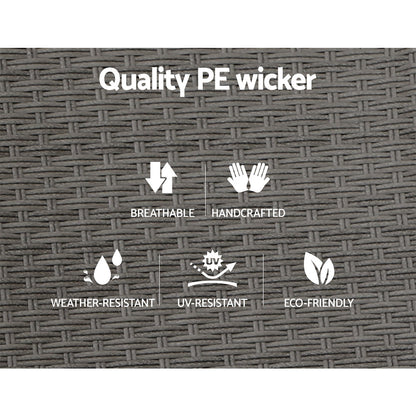 Gardeon 2PC Recliner Chairs Sun lounge Wicker Lounger Outdoor Furniture Adjustable Grey