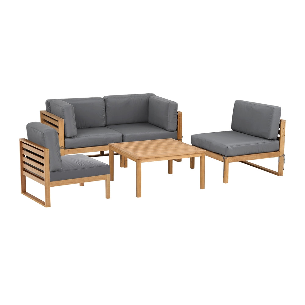 Gardeon 4-Piece Outdoor Sofa Set Wooden Couch Lounge Setting 5PCS