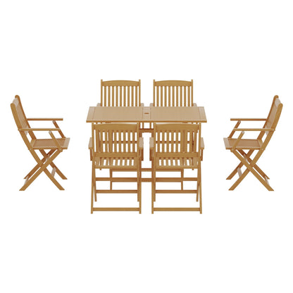 Gardeon Outdoor Dining Set 7 Piece Wooden Table Chairs Setting Foldable