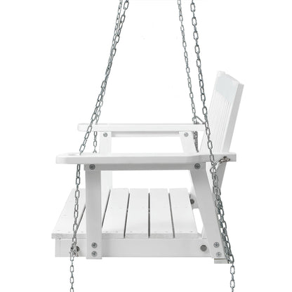 Gardeon Porch Swing Chair with Chain Garden Chair Outdoor Furniture Wooden White