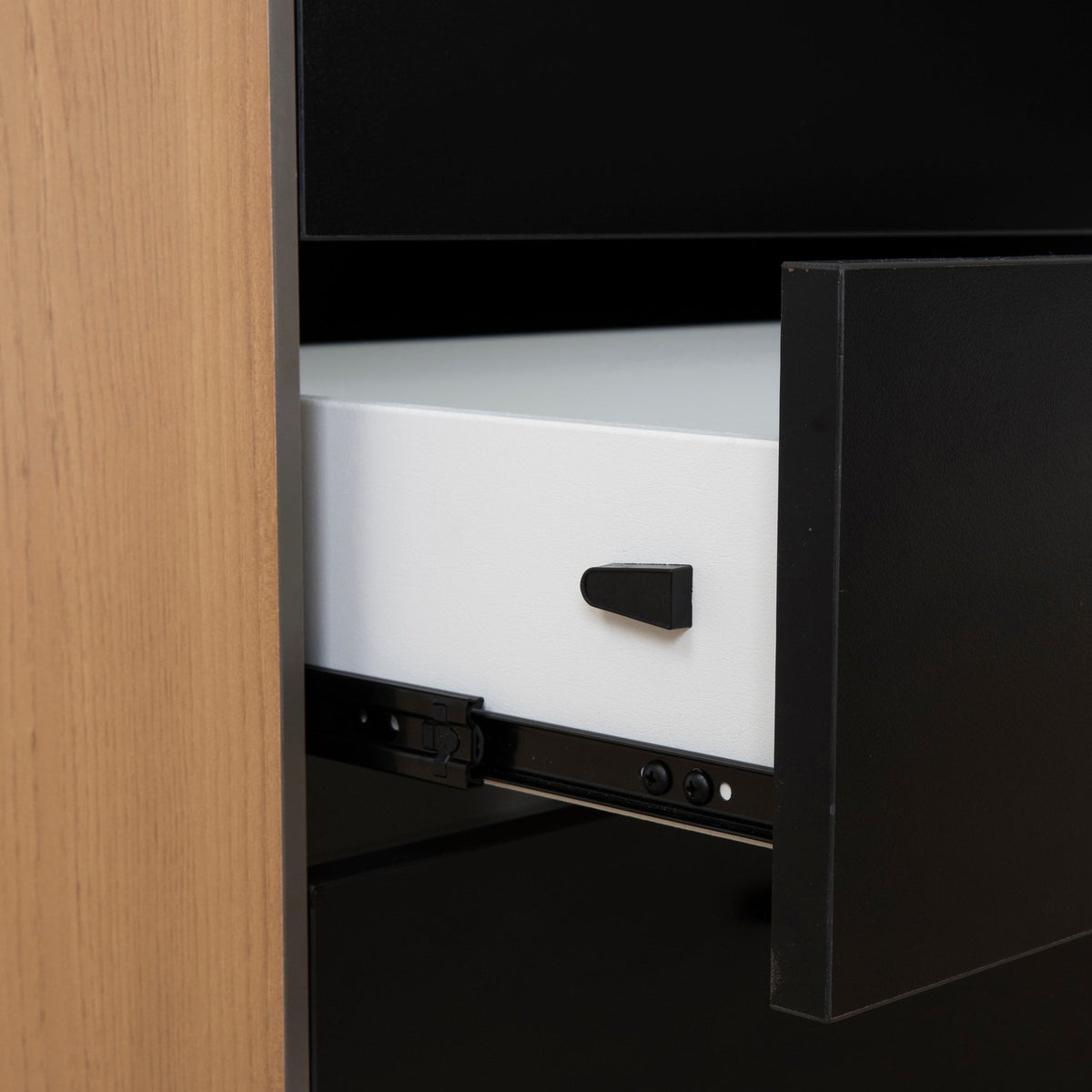 Halo 1.8m Executive Desk with Left Return – Natural, Black Legs – view 13