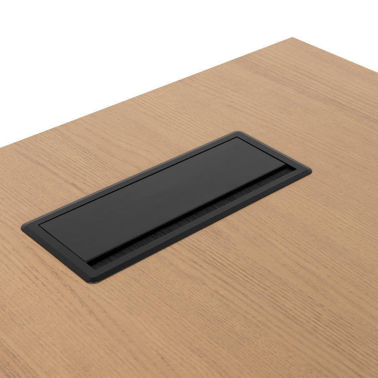 Halo 1.8m Executive Desk with Left Return – Natural, Black Legs – view 14