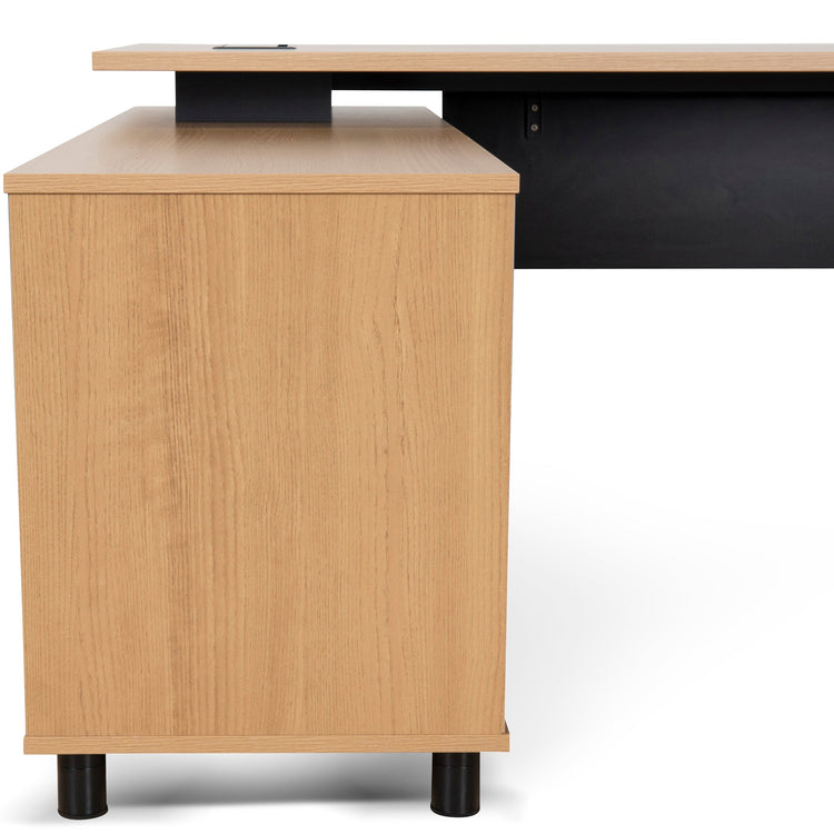 Halo 1.8m Executive Desk with Left Return – Natural, Black Legs – view 16