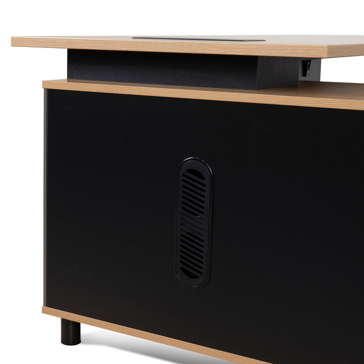 Halo 1.8m Executive Desk with Left Return – Natural, Black Legs – view 17