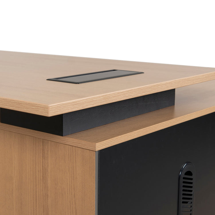 Halo 1.8m Executive Desk with Left Return – Natural, Black Legs – view 20