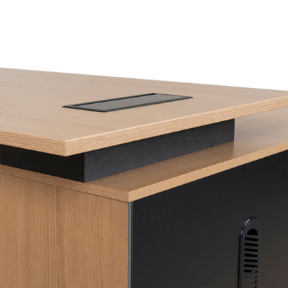 1.8m Executive Desk Left Return with Black Legs - Natural