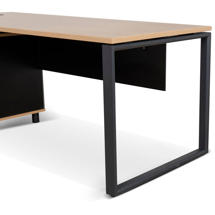 Halo 1.8m Executive Desk with Left Return – Natural, Black Legs – view 6