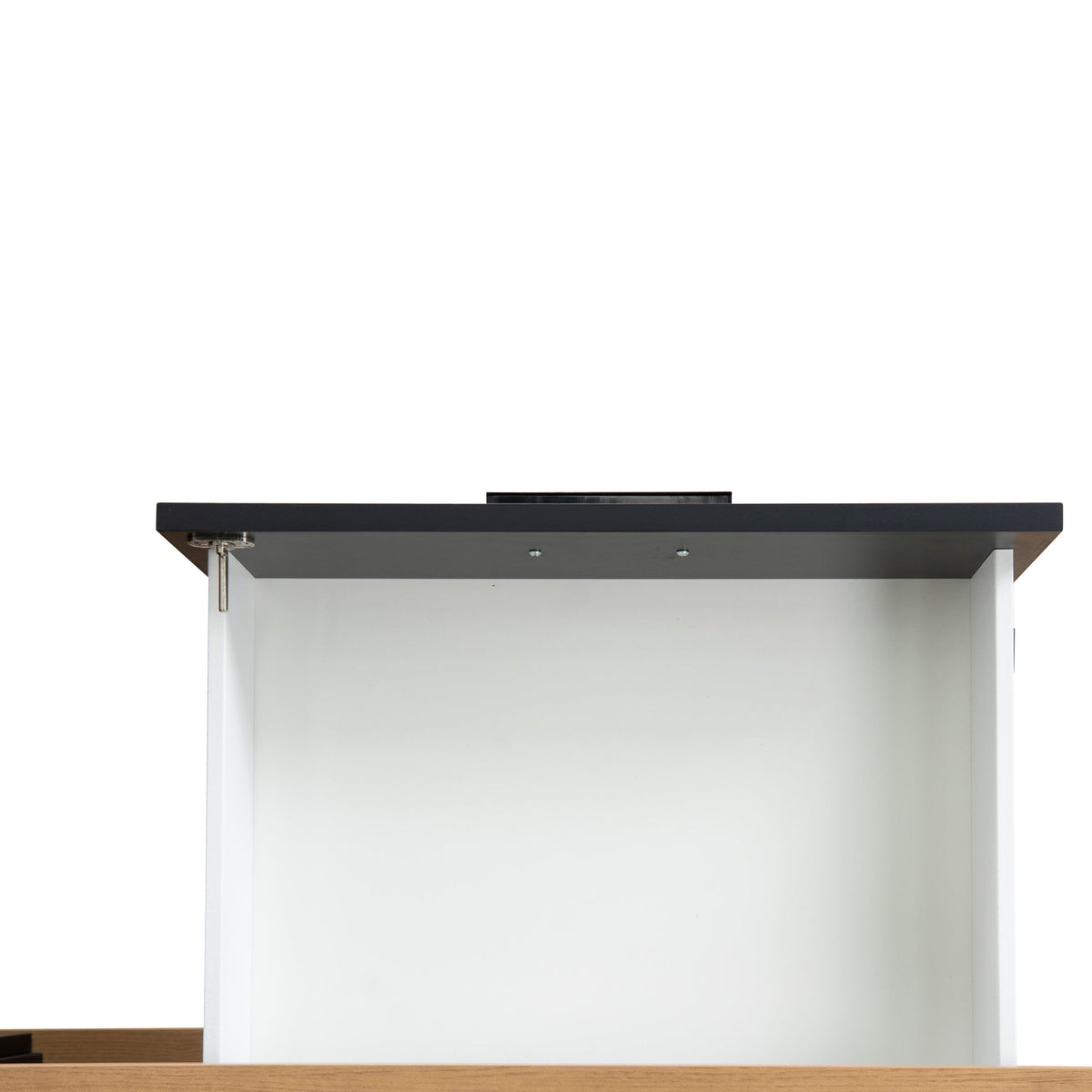 Halo 1.8m Executive Desk with Left Return – Natural, Black Legs – view 11