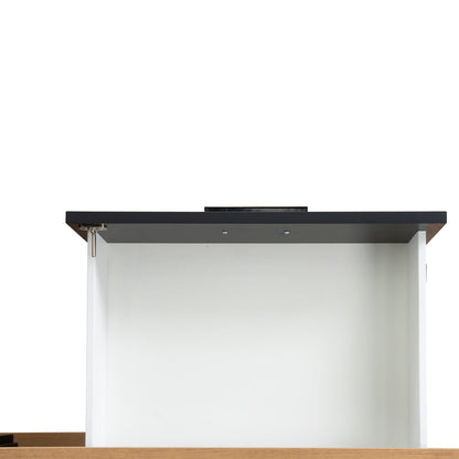 1.8m Executive Desk Left Return with Black Legs - Natural