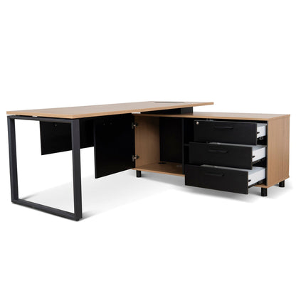 1.8m Executive Desk Right Return with Black Legs - Natural