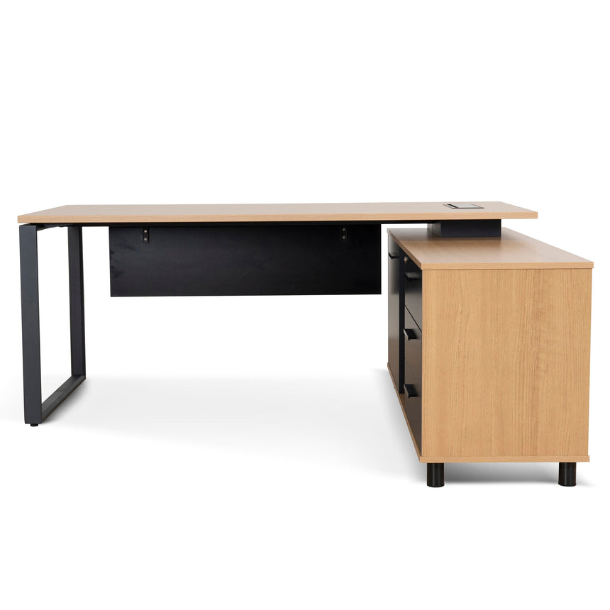 1.8m Executive Desk Right Return with Black Legs - Natural