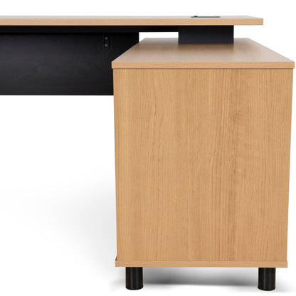 1.8m Executive Desk Right Return with Black Legs - Natural