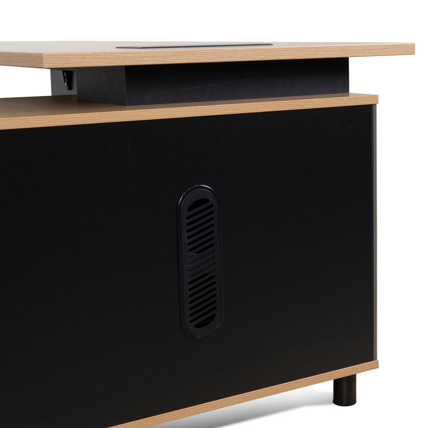 1.8m Executive Desk Right Return with Black Legs - Natural