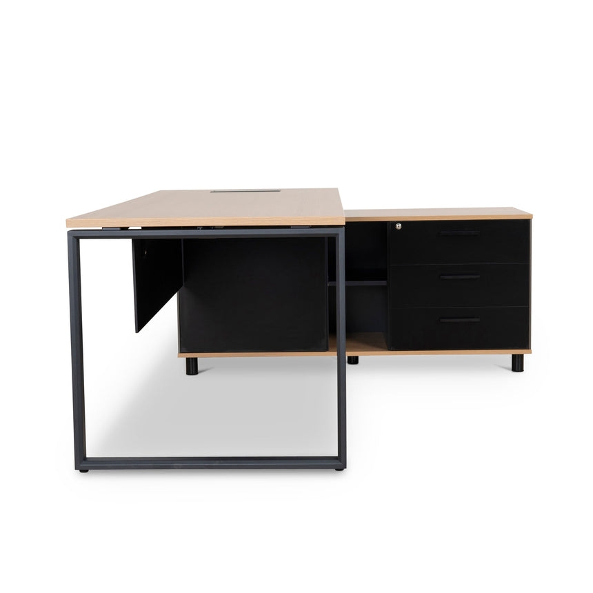 1.8m Executive Desk Right Return with Black Legs - Natural