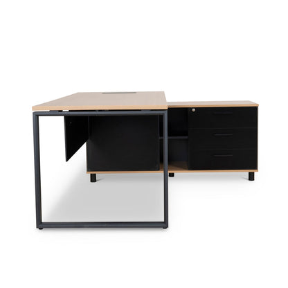 1.8m Executive Desk Right Return with Black Legs - Natural
