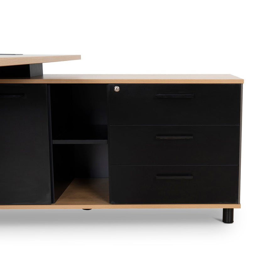 1.8m Executive Desk Right Return with Black Legs - Natural