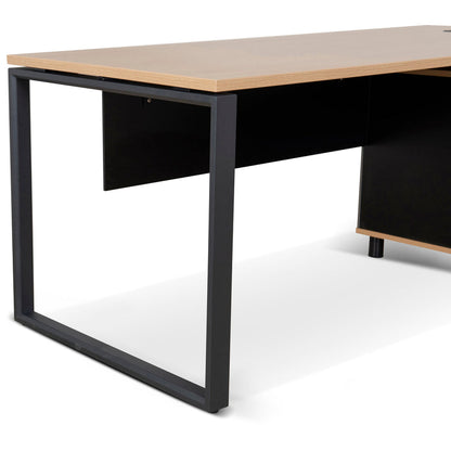 1.8m Executive Desk Right Return with Black Legs - Natural