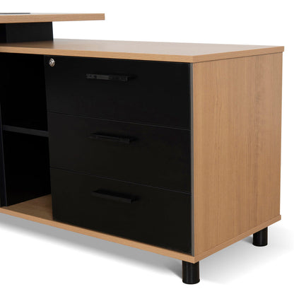 1.8m Executive Desk Right Return with Black Legs - Natural