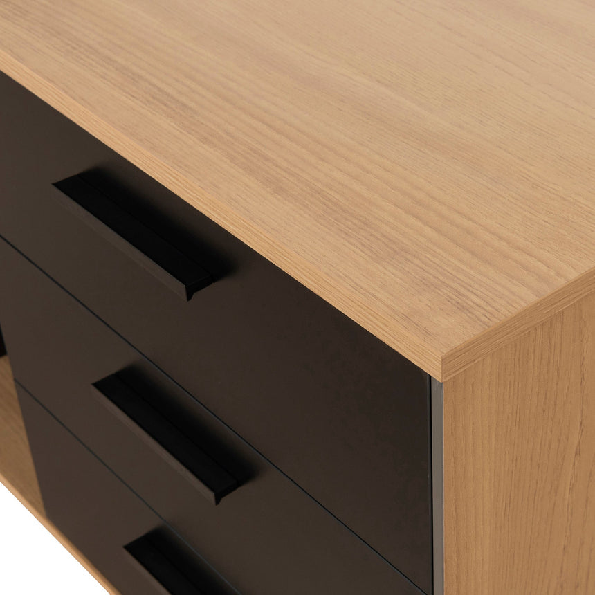 1.8m Executive Desk Right Return with Black Legs - Natural