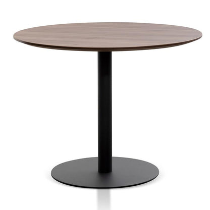 Round Office Meeting Table - Walnut with Black Base