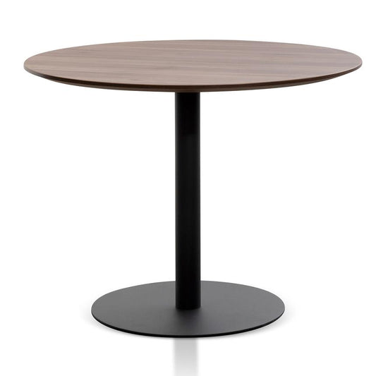 Round Office Meeting Table - Walnut with Black Base