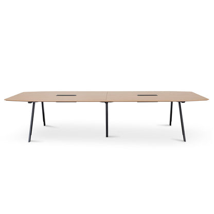 3.6m Natural Boardroom Meeting Table - Full Black Legs