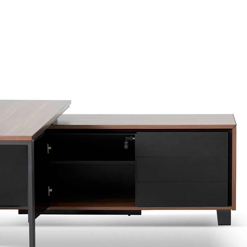 2.3m Right Return Office Desk - Walnut