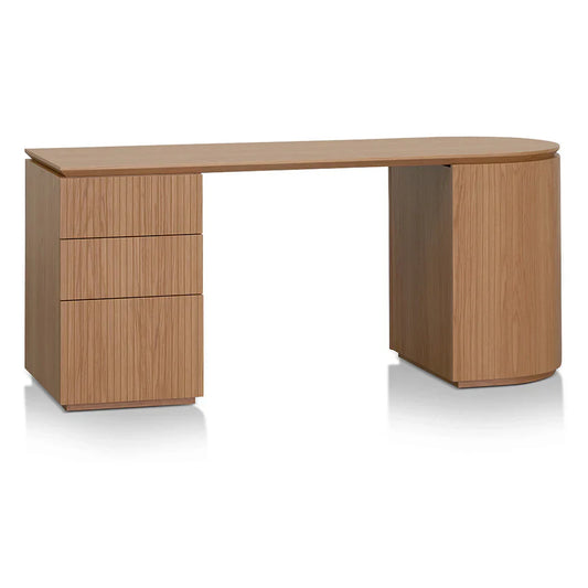 Oak Wood Left Drawer Office Desk 1.77m - Natural Oak