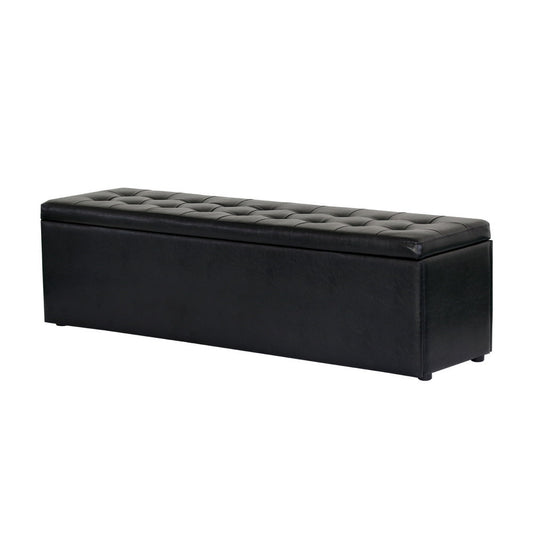Artiss Storage Ottoman Blanket Box 140cm Leather Black