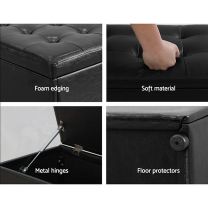 Artiss Storage Ottoman Blanket Box 140cm Leather Black