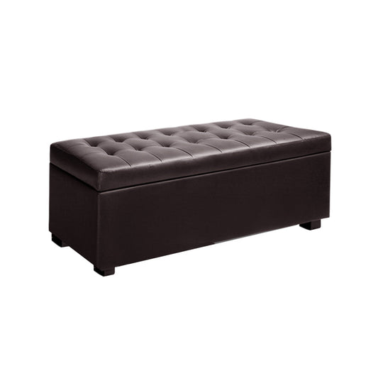 Artiss Leather Storage Ottoman - Brown