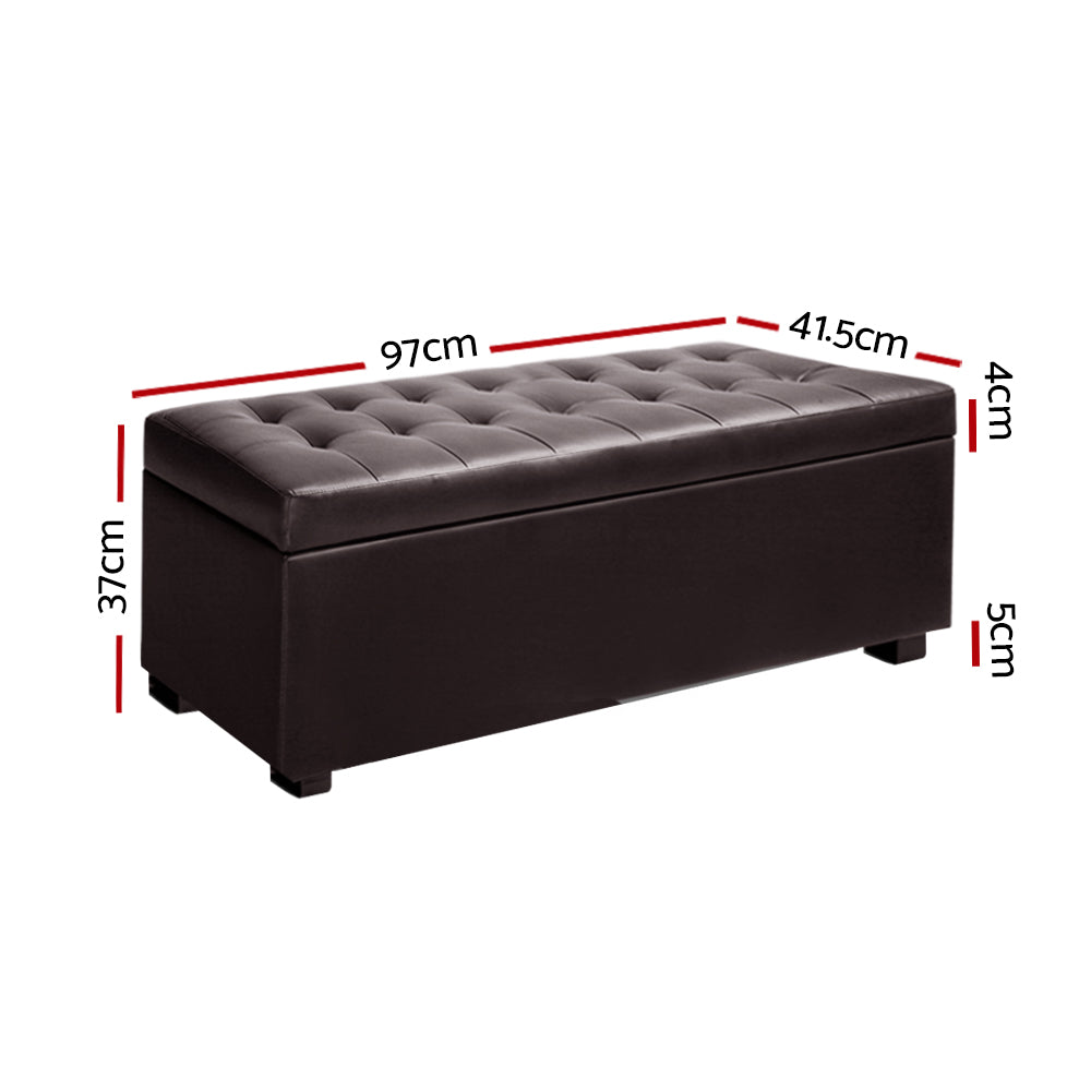 Artiss Leather Storage Ottoman - Brown