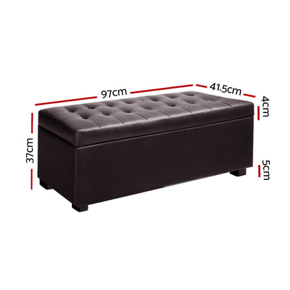 Artiss Leather Storage Ottoman - Brown