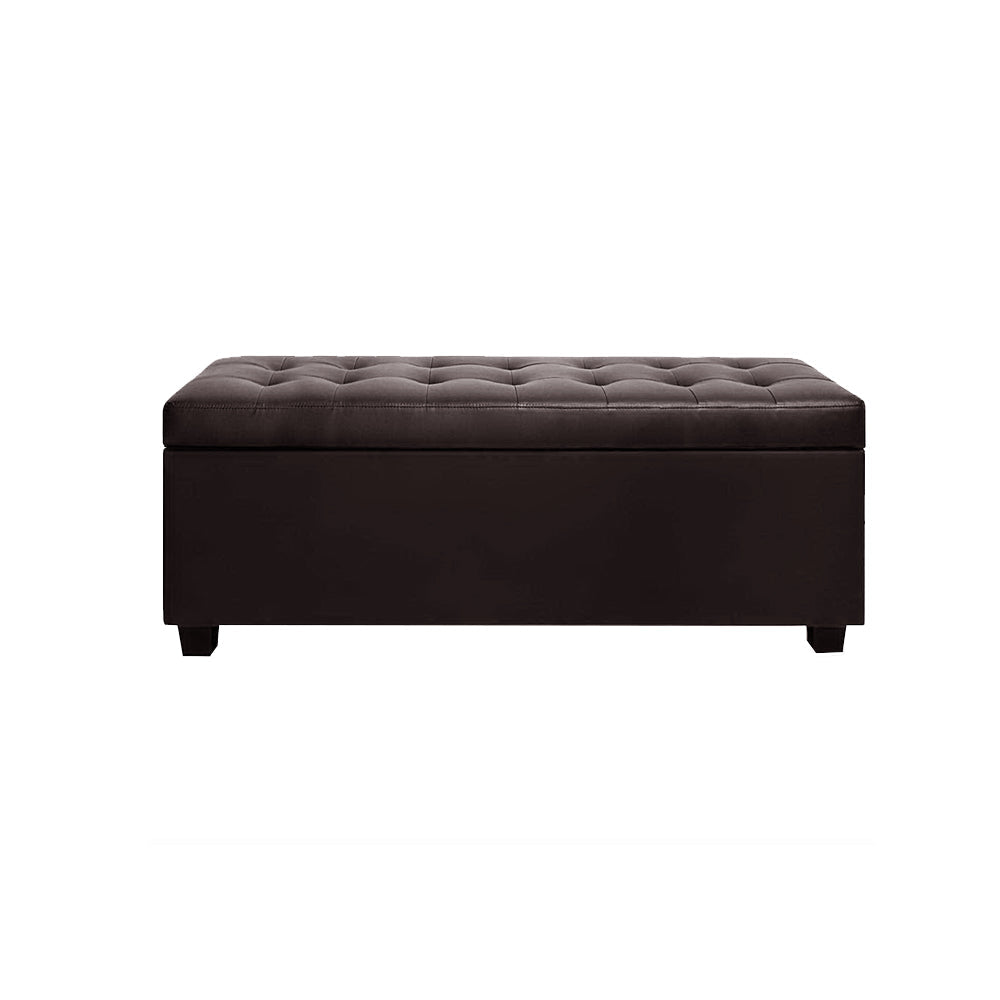 Artiss Leather Storage Ottoman - Brown