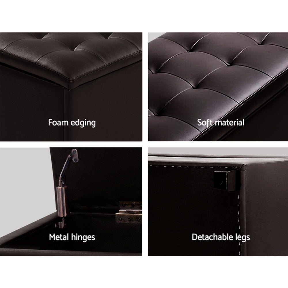 Artiss Leather Storage Ottoman - Brown