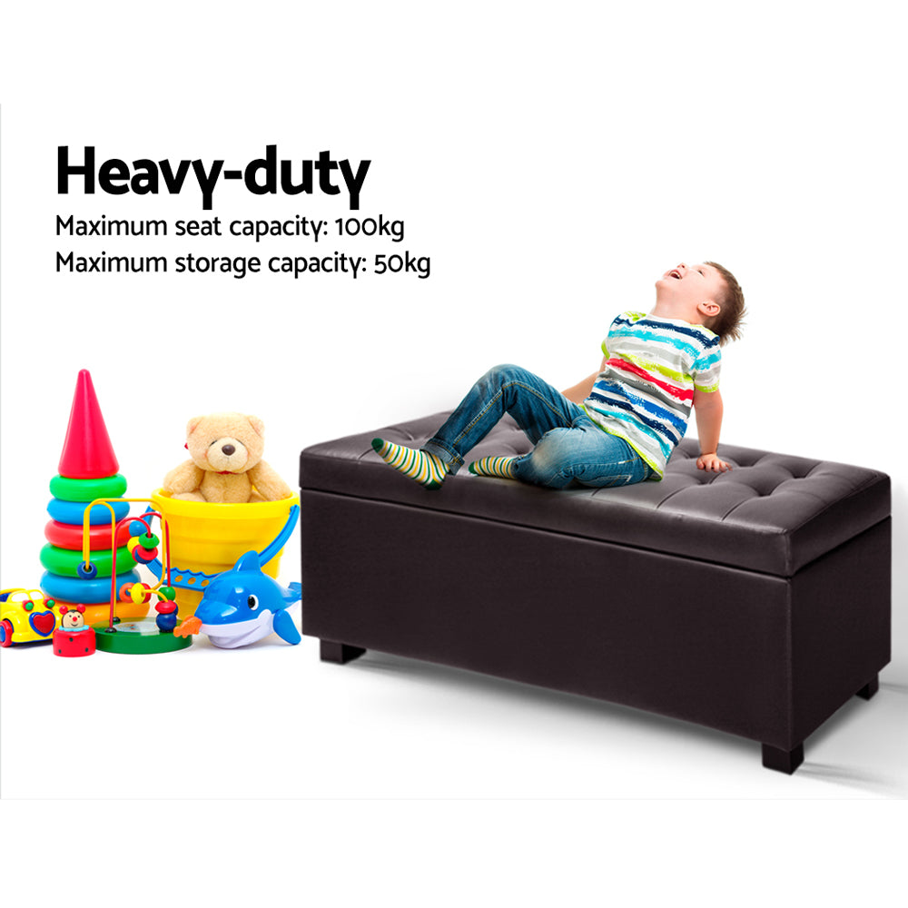 Artiss Leather Storage Ottoman - Brown