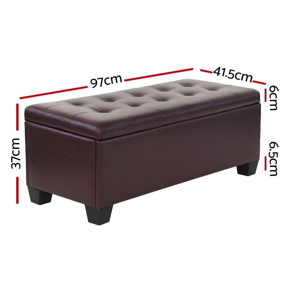 Artiss Leather Storage Ottoman - Brown